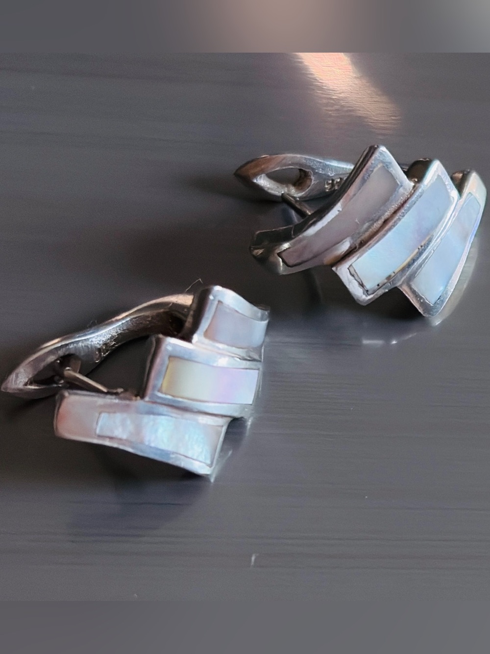 Solid Silver + Mother-of-Pearl Earrings